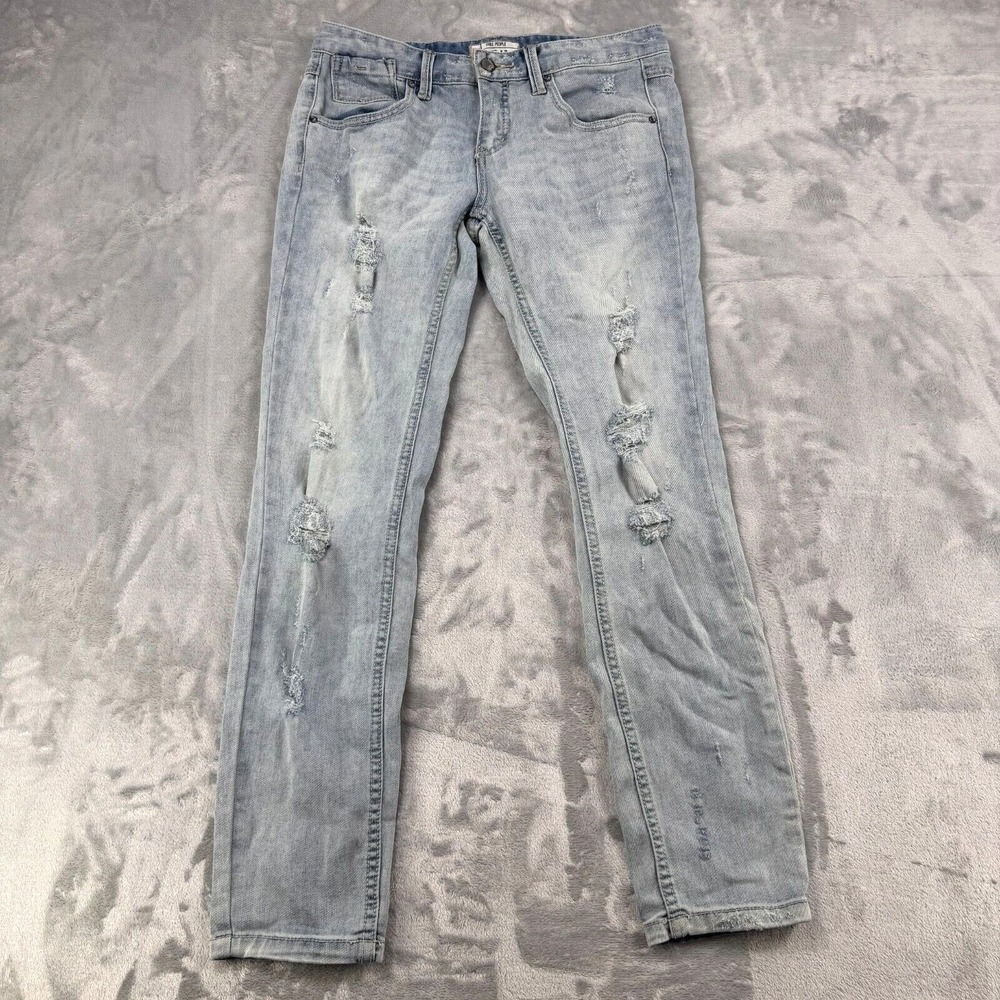 Free People Jeans Womens 28 Blue Distressed Skinny Denim Ripped Casual Cool